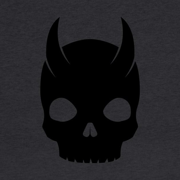 Minimalist Horned Skull - Tech Katanas on back by OreFather